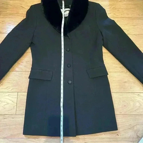 Black Pea Coat 100% Wool Faux Fur ⭐️Host Pick⭐️ - Picture 11 of 11